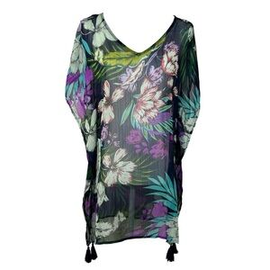 Kona Sol Floral Sheer Swimsuit Cover-up, Small (S)